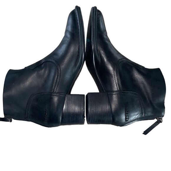 UGG Women's Bandara Leather‎ Stacked Heel Back Zipper Ankle Boot Black Size 8 - Picture 5 of 11